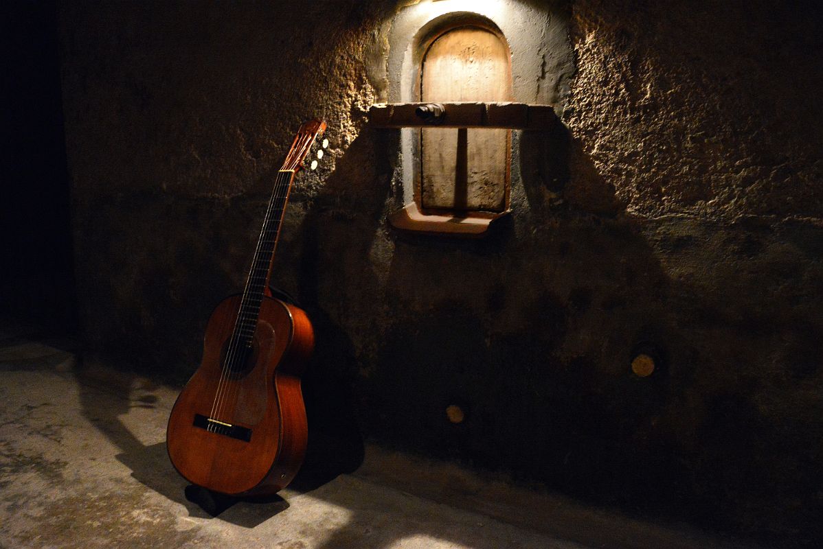 05-09 Bodega Clos de Chacras Old Wine Fermentation Tank With A Guitar In Lujan de Cuyo Near Mendoza